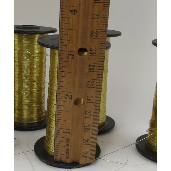6 Unbranded Lurex? Flat Metallic Gold  Thread Spools 1/100" ? 67grs each - Picture 4 of 5